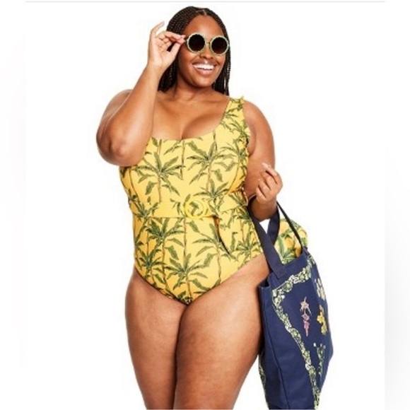 NWOT agua BenditA x Target Swimsuit size 2X sold out yellow with green - Picture 7 of 16